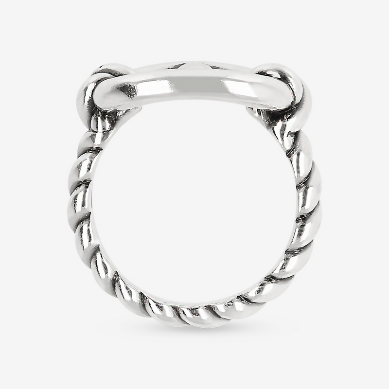 Anello Cocktail Texture Corda con Maglia Marina in Argento 925