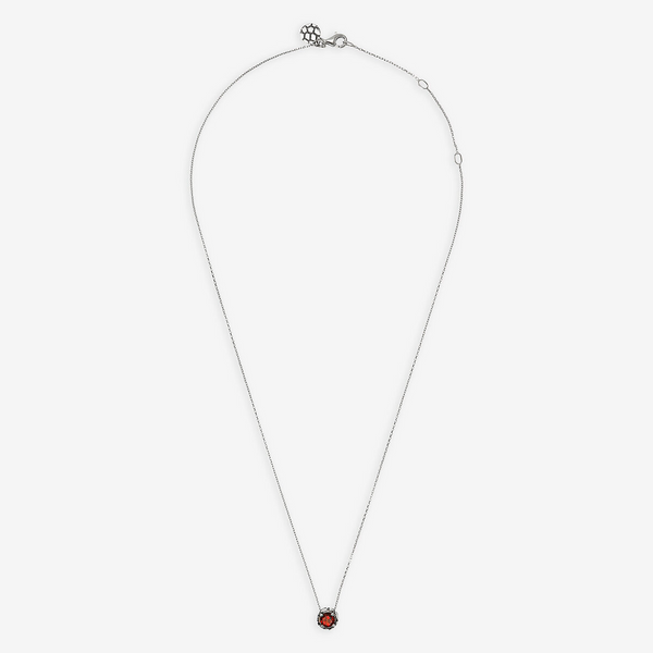 Collana Catena Forzatina con Punto Luce in Pietra Naturale Granato Rosso in Argento 925