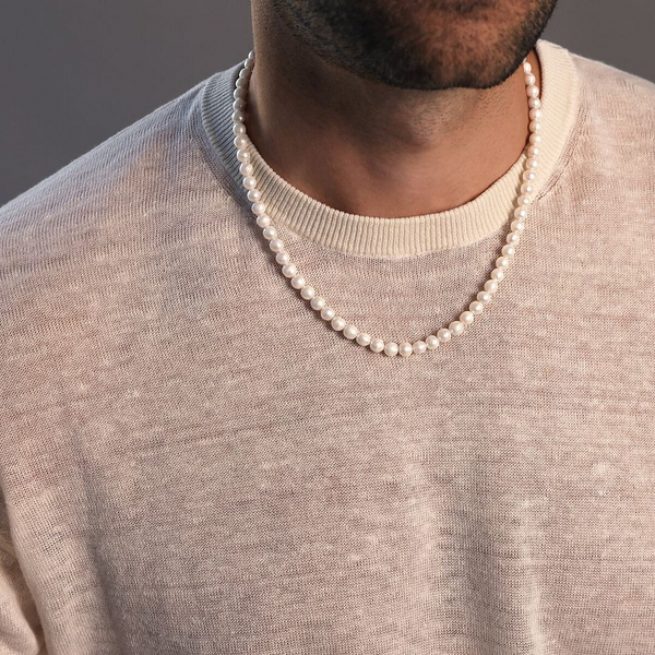 Collana con Perle d'Acqua Dolce Bianche Ø 4/4.5 mm in Argento 925