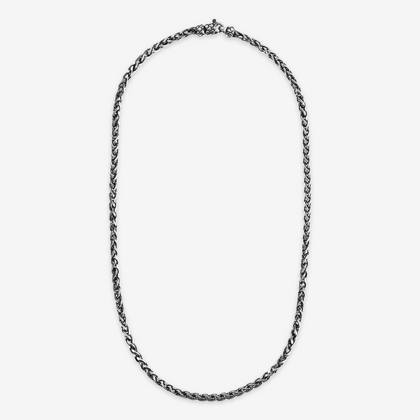 Collana con Catena Spiga e Moschettone Texture in Argento 925