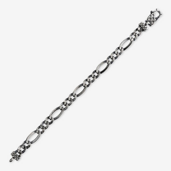 Bracciale con Catena Figaro e Moschettone Texture in Argento 925