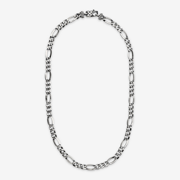 Collana con Catena Figaro e Moschettone Texture in Argento 925