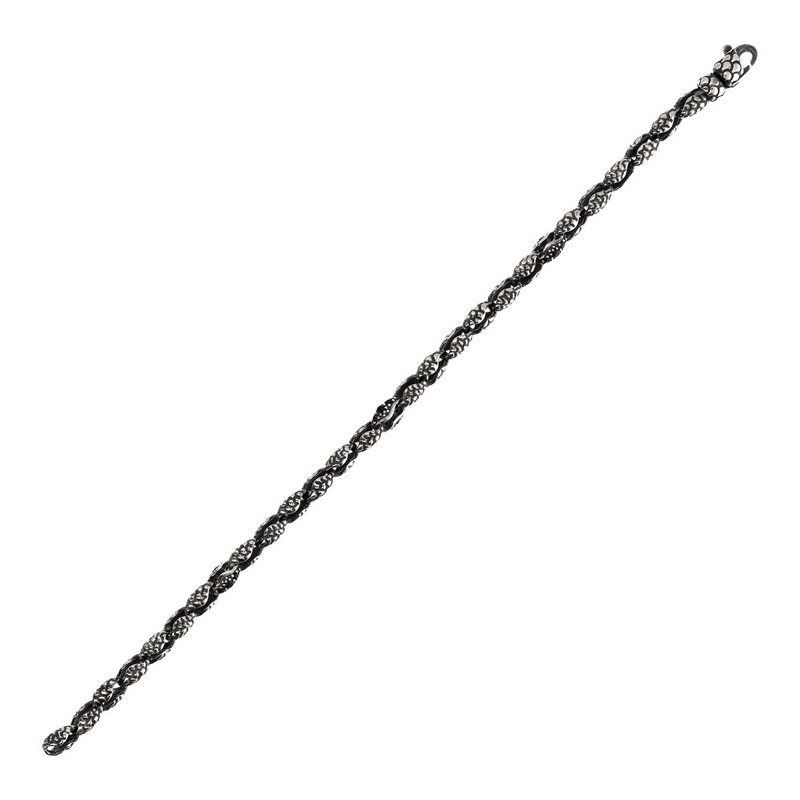 Bracelet with Texture Links and Black Spinel