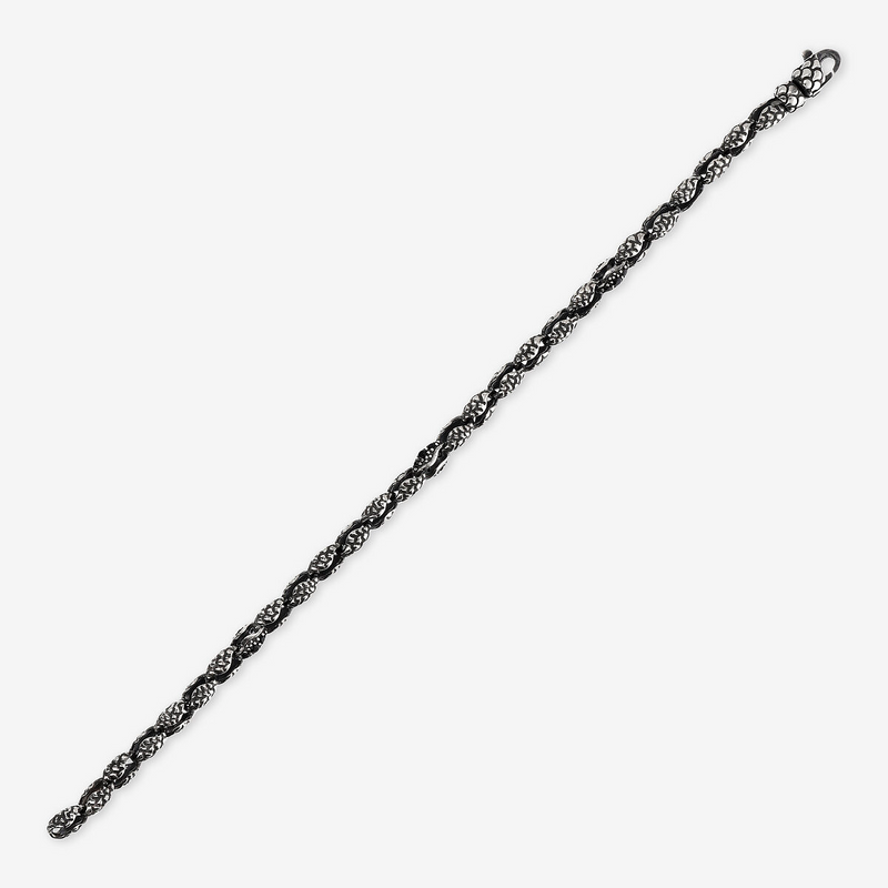 Bracelet with Texture Links and Black Spinel