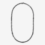 Collana con Maglie Texture e Pietra Naturale Spinello Nero in Argento 925
