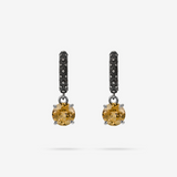 Sea Urchin Texture Hoop Earrings with Natural Stone Pendant