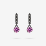Sea Urchin Texture Hoop Earrings with Natural Stone Pendant