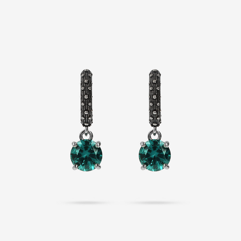 Sea Urchin Texture Hoop Earrings with Natural Stone Pendant