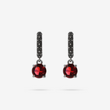 Sea Urchin Texture Hoop Earrings with Natural Stone Pendant