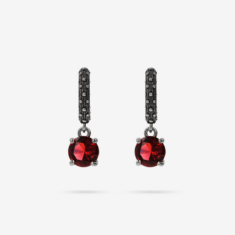 Sea Urchin Texture Hoop Earrings with Natural Stone Pendant