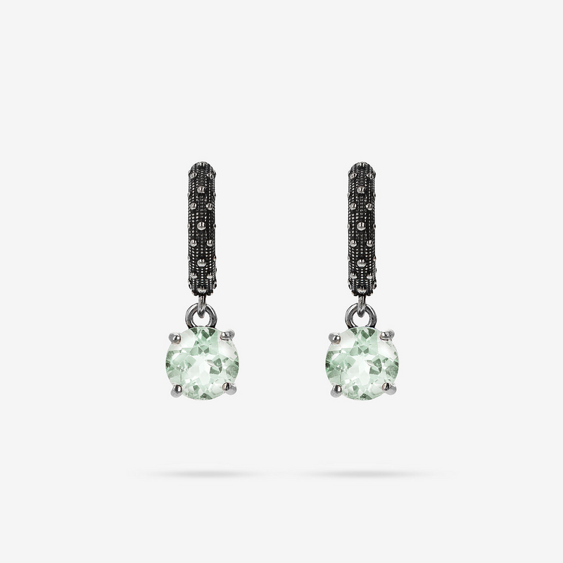 Sea Urchin Texture Hoop Earrings with Natural Stone Pendant