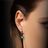 Sea Urchin Texture Hoop Earrings with Natural Stone Pendant
