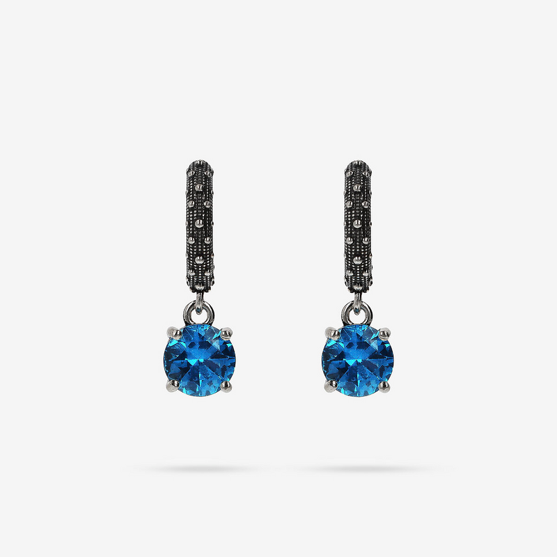 Sea Urchin Texture Hoop Earrings with Natural Stone Pendant