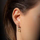Sea Urchin Texture Hoop Earrings with Natural Stone Pendant