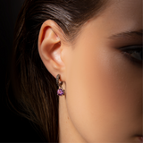 Sea Urchin Texture Hoop Earrings with Natural Stone Pendant