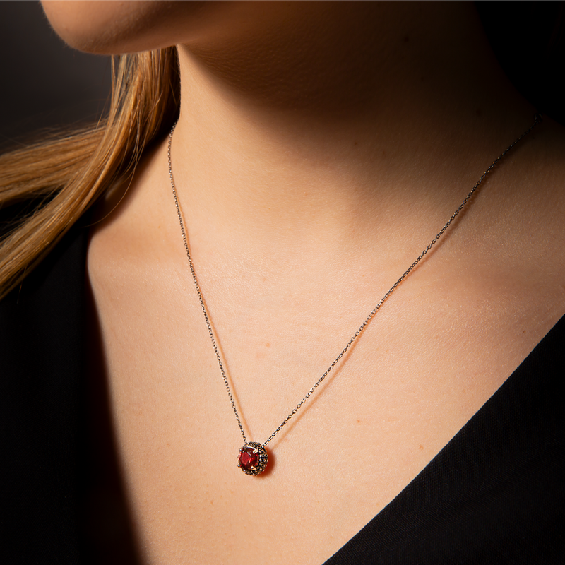 Necklace with Light Point in Natural Stone and Sea Urchin Texture