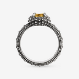 Cocktail Ring with Natural Stone and Sea Urchin Texture