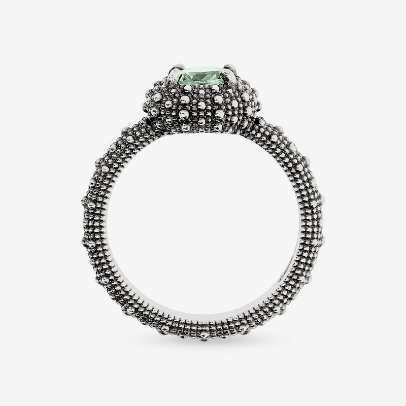 Cocktail Ring with Natural Stone and Sea Urchin Texture