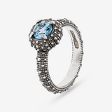 Cocktail Ring with Natural Stone and Sea Urchin Texture