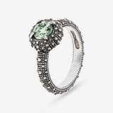 Cocktail Ring with Natural Stone and Sea Urchin Texture