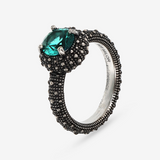 Cocktail Ring with Natural Stone and Sea Urchin Texture