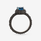 Cocktail Ring with Natural Stone and Sea Urchin Texture