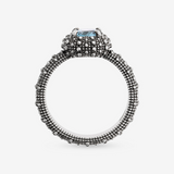 Cocktail Ring with Natural Stone and Sea Urchin Texture