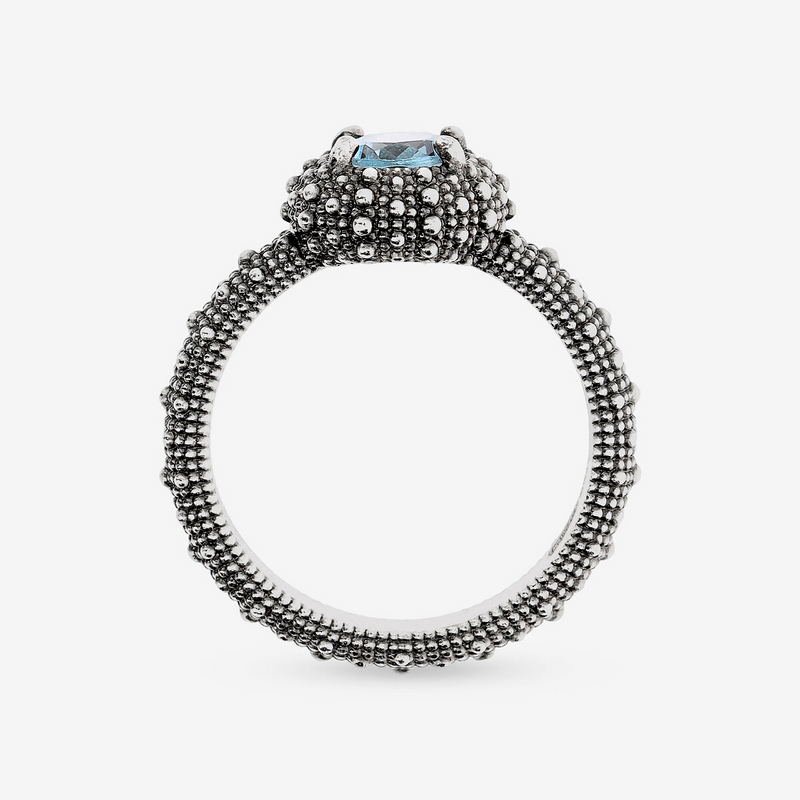 Cocktail Ring with Natural Stone and Sea Urchin Texture