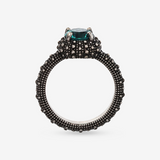 Cocktail Ring with Natural Stone and Sea Urchin Texture