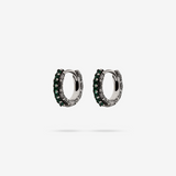 Sea Urchin Texture Hoop Earrings with Black Spinel or Cubic Zirconia