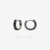 Sea Urchin Texture Hoop Earrings with Black Spinel or Cubic Zirconia