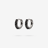 Sea Urchin Texture Hoop Earrings with Black Spinel or Cubic Zirconia