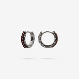 Sea Urchin Texture Hoop Earrings with Black Spinel or Cubic Zirconia