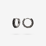 Sea Urchin Texture Hoop Earrings with Black Spinel or Cubic Zirconia