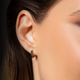Sea Urchin Texture Hoop Earrings with Black Spinel or Cubic Zirconia