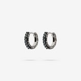 Sea Urchin Texture Hoop Earrings with Black Spinel or Cubic Zirconia