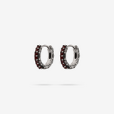 Sea Urchin Texture Hoop Earrings with Black Spinel or Cubic Zirconia