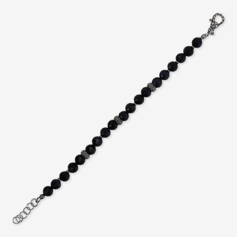Blue Tiger Eye Bracelet with Sea Urchin Texture Rondelle