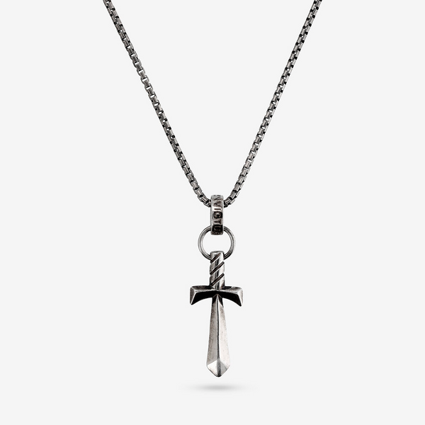 Collana Catena Veneziana con Pendente Croce Texture in Argento 925