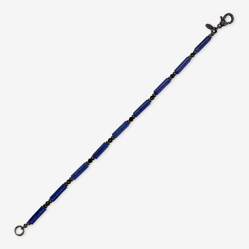 Bracelet in Natural Lapis Lazuli Stone and Black Spinel