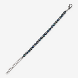 Bracciale con Rondelle Texture Rigata e Perle Grigie Cerchiate d'Acqua Dolce Ø 6/7 mm in Argento 925