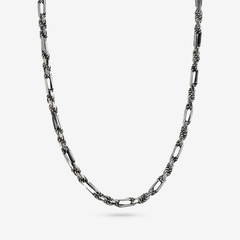 Collana Catena Figaro con Maglia Corda in Argento 925