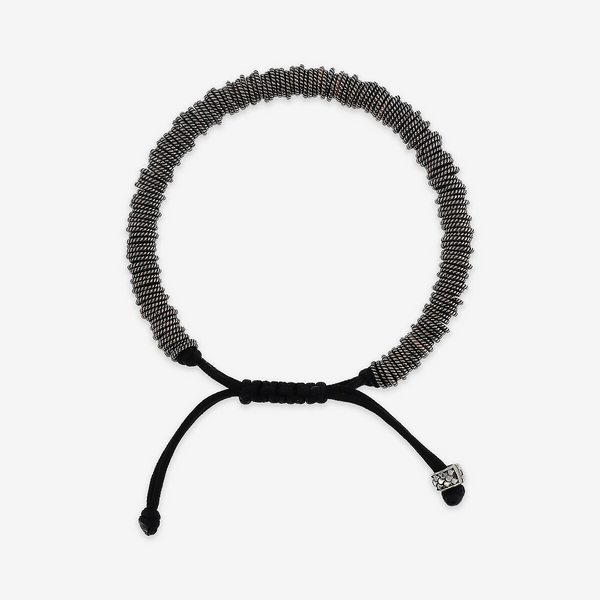 Bracciale Regolabile con Rondelle Texture in Argento 925