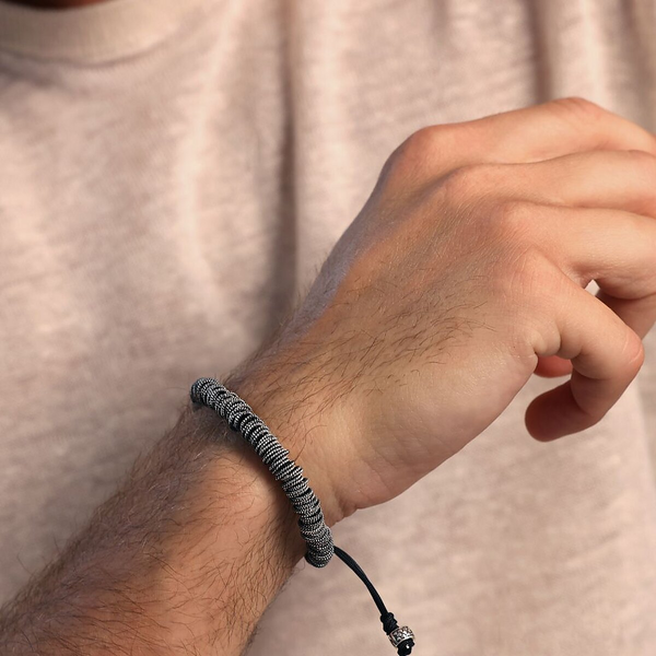 Adjustable Bracelet with Rondelle Texture