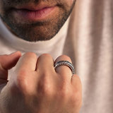 Bague de mariage à texture de corde 'Memento Audere Semper'