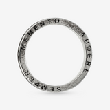 Rope Texture Wedding Band Ring 'Memento Audere Semper'