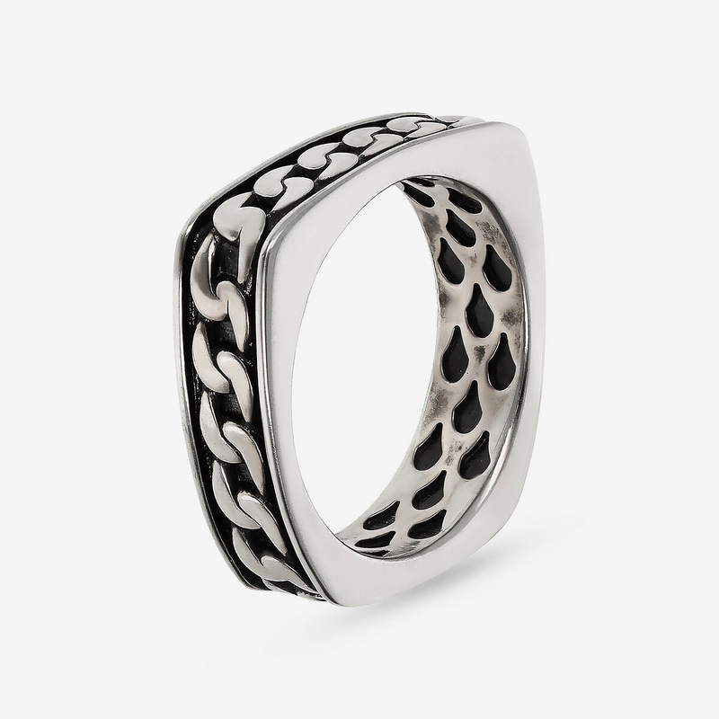Chain Textured Square Band Ring