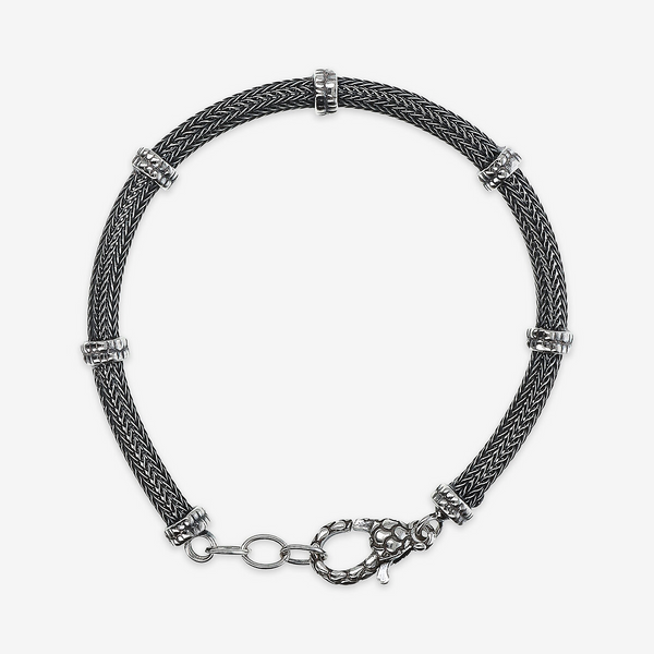 Bracciale Catena Spiga con Rondelle Texture in Argento 925