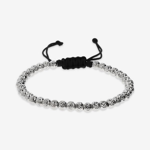 Bracciale Regolabile con Bead Martellate in Argento 925