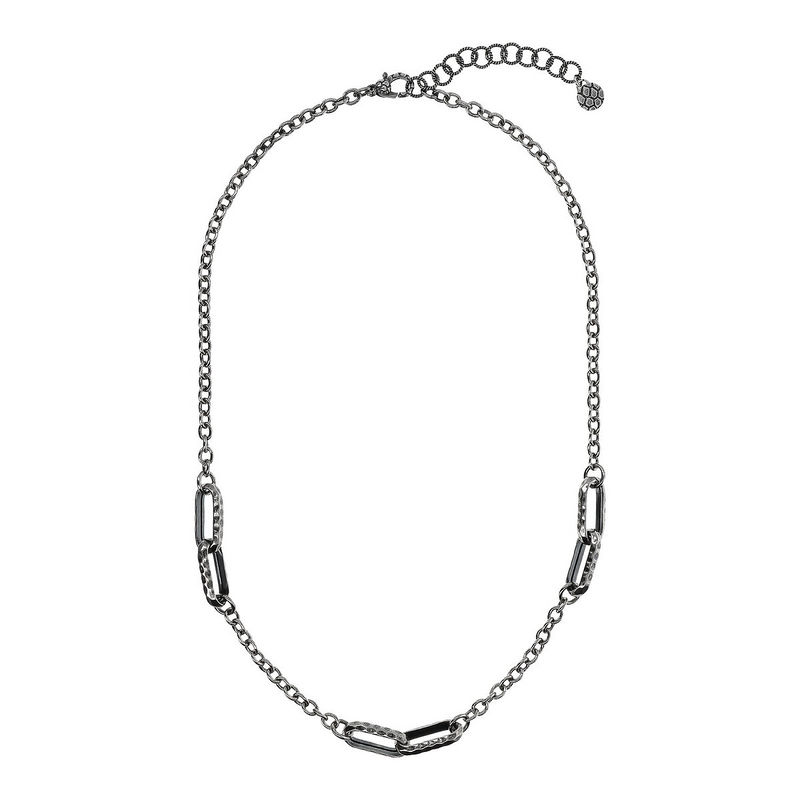 Rolo Chain Choker Necklace and Worked Oval Links